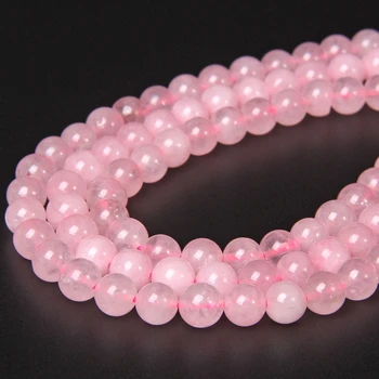 Naturlig Polert Rose rosa Kvarts-krystall Stein perler rundt Spacer Loose Perler 4 6 8 10 12 mm Perle Stein DIY For Armbånd Smykker