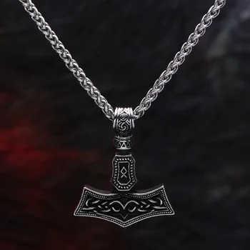 Norrøn Gave viking mjolnir-halskjede for menn thor hammer rustfritt stål viking smykker