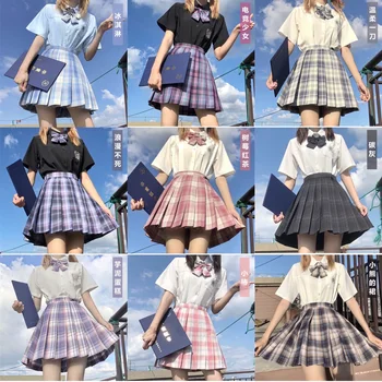 Kawaii Kuromi Cinnamoroll Min Melodi Sanrioes Serien Sommeren Jk Gotiske Mini Rutete Skjørt For Damer Søte Casual Student Jenter Cosplay
