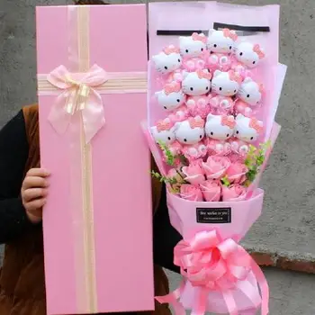 Hello Kitty Dukke Bukett Såpe Blomst gaveeske Doraemon Rose Blomst Tegneserie Bukett Valentine ' s Day Gave Bursdag Gaver
