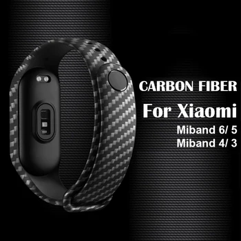 Luksus Carbon Fiber Stropp for Mi Band 6 5 4 3 Armbånd Silikon Armbånd for Miband 6 5 4 3 Sport Watch Erstatning Håndleddsstropp