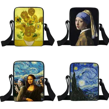 Van Gogh Starry Night Kvinner Lerret Veske Messenger Vesker Små Crossbody-Poser Jenter Totes Bookbag Gave-skulderveske for Reise