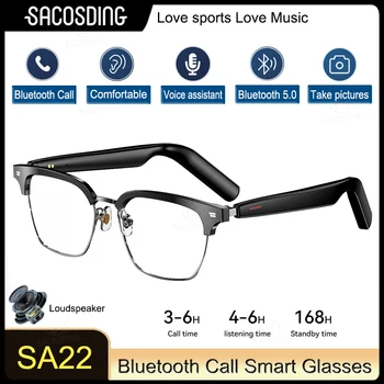 Kameraet Smart Glasses Bluetooth-Ring Stemme Assistent Høre Musikk Briller Smart Sport Polariserte Solbriller Anti-Blå Briller