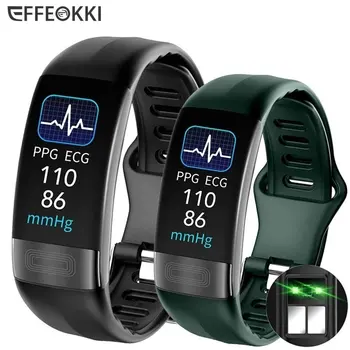 EKG+PPG Smart Armbånd Fitness Tracker for Kvinner, Menn Kalori Blodtrykk Vanntett Sport Smartband Helse Smartwatch