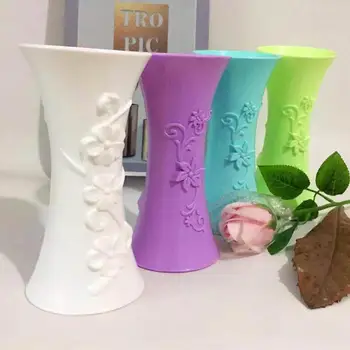 Potten Container Plast Embossment Vase Blomst Arrangement Home Office-Bord Dekor