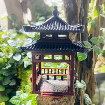 3D-Printing Plast Kinesisk Stil Gammel Bygning Form Pavilion Dekorasjon Rockery Micro Landskapet Flower Pot Innredning ZD265