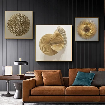 Moderne Svart Gull Luksus Plakat Geometriske Abstrakt Lerret å Male Nordiske Wall Art Print Bilde Stue Hjem Dekorasjon