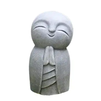 Statue Skulptur Holdbar Harpiks Dekorative Grå Lite Jizo Buddha for Utendørs