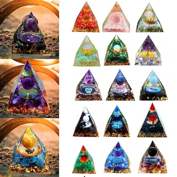 Orgonite Pyramiden Peridot Krystall Healing Energi Generator Pyramiden Symboliserer Heldig Samle Formue Beskyttelse Meditasjon Innredning