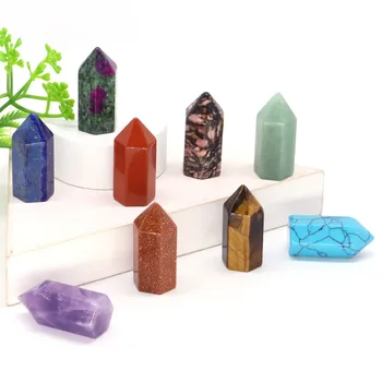 35x15mm Point Tower Tryllestaven Naturstein Crystal Polert Reiki Healing Energi Malm Mineral Håndverk DIY Smykker Hjem Innredning Engros
