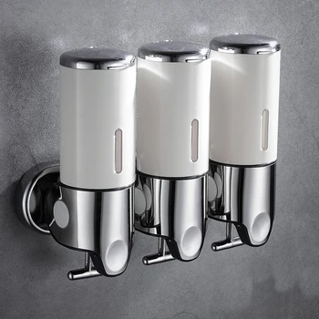 Luksus 1500ml Såpe Dispenser veggfeste 3 Hoder ABS Galvanisert Shampoo Dispenser Punch Utvalget for Baderom Tilbehør