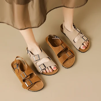 2023 sommer kvinners utendørs sandaler Ladies' casual leiligheter skinn sko koreansk stil shopping og gå gratis frakt 41-43