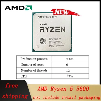AMD nye Ryzen 5 5600 amd R5 5600 pc gamer cpu-65W DDR4 Skrivebordet Tilbehør Prosessor Støtte Gaming CPU-Socket AM4 ingen kjøligere