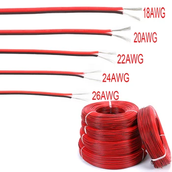5/10 Meter 18/20/22/24/26 AWG Gauge (AWG Elektrisk Ledning Hermetiske Kobber Isolert PVC Extension LED Strip Kabel-Rød Svart