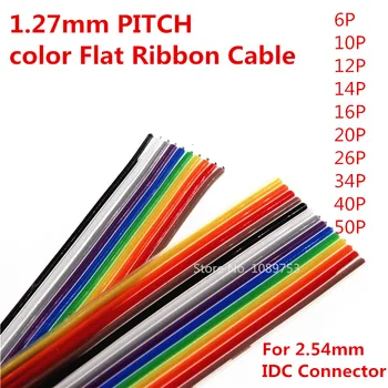1Meter 10P/12P/14P/16P/20P/26P/34P/40P/50P 1.27 mm PITCH Farge Flatskjerm-Båndet Kabel-Rainbow DuPont Wire for FC Dupont Kontakt
