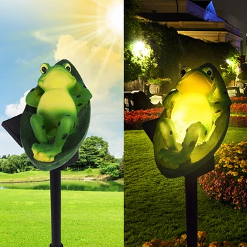 Solar Frosk Statue Lys Dyr Solar Hagen Lys Utendørs Vanntett Dekorative Innsats Lamper For Verftet Gangvei Bakgård Innredning