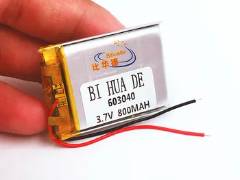 3,7 V lithium polymer oppladbart batteri 800mAh 063040 For GPS-navigator MP3 MP4 MP5 Power Bank Bluetooth-høyttaler Leker 603040