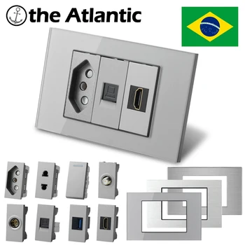T1-Serien - DIY Socket Brasil Socket Modul Stikkontakt + TV RJ45 Cat6 HDMI-Data-USB-Kontakt DIY Tilbehør Stikkontakt