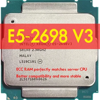 Xeon E5-2698 v3 E5 2698v3 E5 2698 v3 2.3 GHz Seksten CPU-kjerner Prosessor LGA 2011 HUANANZHI X99 F8 Hovedkort For Intel