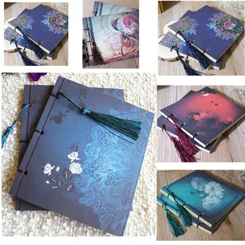 Kinesisk Stil Blå Rose Farge Dagbok Merk Bestill Dusk Skrivesaker Retro Flower Skissebok Journal Tom Notebook Chinoiserie