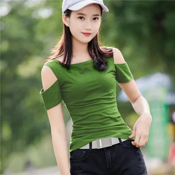2023 Sommeren Kort-sleeved T-skjorte Kvinnelige Avokado, Grønne Stroppeløs Topp Slank og Tynn Bomull T-skjorte Bunnen Tide Uformell T-Skjorte