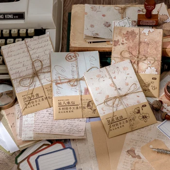 30pcs Vintage Blomster Papir Letter Materiale Deco-for Papirvarer Scrapbooking Kort Journalføring DIY Retro Materialer som Papir