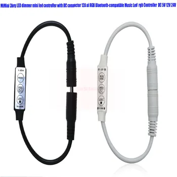 1-5pcs svart hvit farge 12V 24V Mini 3key LED-dimmer mini led-kontroller med DC-kontakten 12A God Kvalitet