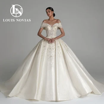 LOUIS NOVIAS Ball Kjole brudekjoler 2023 Cap Sleeve Kjæreste Broderi Glitrende Royal Train brudekjole Vestidos De Novia