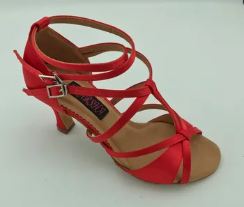 Fashional profesjonelle kvinners latin dans sko ballroom salsa, tango sko bryllup & party sko rød sateng 6232R