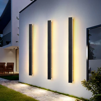 Vanntett LED Lang Wall Light Moderne Ip65 Utendørs Belysning Garden Villa Balkong Linje Lys Vegg skive lys 85-265V Dimbare