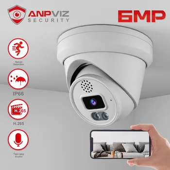 Anpviz 6MP ColorVu POE IP-Kamera Utendørs Security Protection Kameraet Kjøretøy Menneskelig Deteksjon To-veis Lyd SD-Kort Slot H. 265