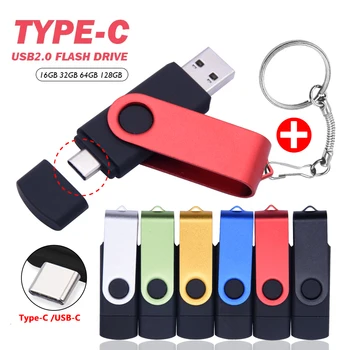 USB 2.0 TYPE-C USB-Flash-Drive 64 gb og 128 gb 32 GB 8 gb 16 gb 4 GB Pen Drive Ekstern Lagring Pendrive for Android/PC-gaver