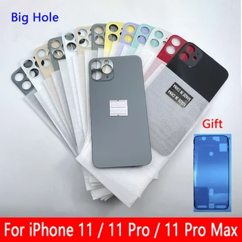 For iPhone-11 Pro Max 11Pro Tilbake Glass Erstatning Bak Huset Cover Dør Reparere Deler Stort Hull Tilbake batteridekselet Med Tape