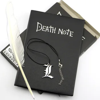 Anime Death Note Notebook Sett Skinn Journal Og Halskjede Fjær Penn Journal Death Note Pad For Gave