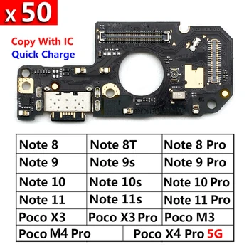 50Pcs/Mye, USB-Lading Port Styret Flex Kabel Kontakt For Xiaomi Poco X3 M4 M3 Pro Redmi Note 7 8 8T 9 9 10 10 11 Pro 4G 5G