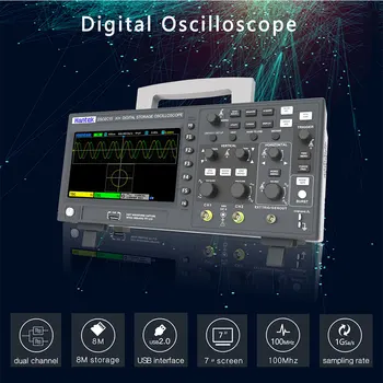Hantek DSO2C10 2C15 2D10 2D15 Digital Lagring Oscilloskop 2-Tv 100Mhz/150Mhz USB Osciloscopio 1GSa/s samplingshastighet Meter