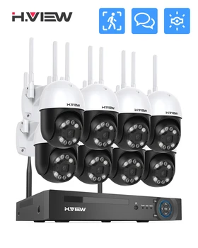 H. vise 8CH Wifi 5mp Kamera Security System Kit Trådløs CCTV System NVR wi-fi Utendørs Ptz To-Veis Lyd-Video-Overvåking Xmeye
