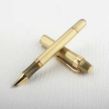 Vintage Full Brass-Pennen Metall Blekk Penn Skriver Nib 0,5 mm med Blekk Penner Rekvisita Gave
