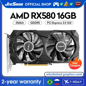JIESHUO AMD RX 580 16 GB Gaming Grafikk-Kort GDDR5-GPU 256-bit PCI-E 3.0X16 RX580 16G Stasjonær Datamaskin Video Office KAS ETC RVN