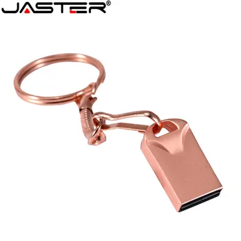 JASTER Mini Metal USB Flash Drive 64 GB Gratis Custom LOGO Penn Stasjoner 32GB Gaver nøkkelring Memory Stick 16GB U Disk 4GB 8GB