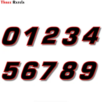 Tre ratels FTC-717# Vinyl-sticker-decal-Svart (Rødt omriss) quare skrift race Racing Nummer Klistremerke For Bil Motor Sykkel