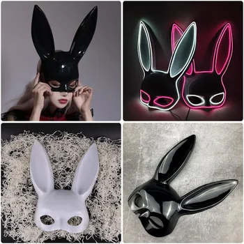 Glødende Sexy Bunny EL Wire Maske Cosplay Kostyme Tilbehør Selvlysende Kanin LED Maske For Nattklubb Dance Party