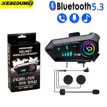 Kebidumei YP10 Trådløs Bluetooth5.3 Motorsykkel Hjelm Headset Handsfree-Ring Kit Vanntett Musikk Spiller Høyttaler Øretelefon