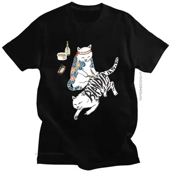 14 Color Eu-Størrelse Menn Japansk Langfingeren Katter T-Skjorte Harajuku T-Skjorte Uformell Korte Ermer Rippe Topper Tee Dukkert Sommer
