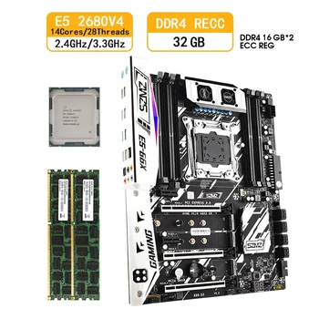 X99 Hovedkort Sett E5 2680 V4-Prosessor LGA 2011-3 Kit Med 2X16=32 GB DDR4 ECC-RAM-Støtte NVME M. 2