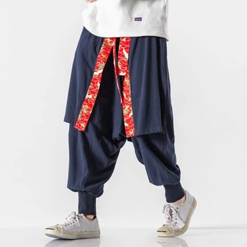 Japansk Mote Samurai Klær for Menn Yukata Pluss Størrelse Tradisjonelle Kimono Buksene Falle Vinter Uformell Harajuku Uformell Streetwear