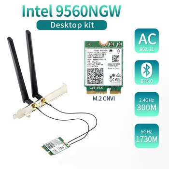 9560NGW WiFi-Antenne Kit Dual Band 2,4 G/5 ghz Trådløs Bluetooth-5.0 802.11 AC M. 2 CNVI for Intel 9560 Wi-Fi-Kortet