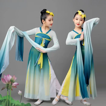 Kinesiske Folk Dans Klassisk Vann Ermet Ytelse Klær Jenter Tradisjonelle Yangko Dans Gamle Nasjonale Fan Dans Antrekk