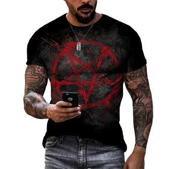 Sommeren Mote Kreative Pentagram Mønster 3D-Utskrift Menn ' s T-skjorte Kjekk Kort-sleeved Fitness Sports Rask tørking av Klær