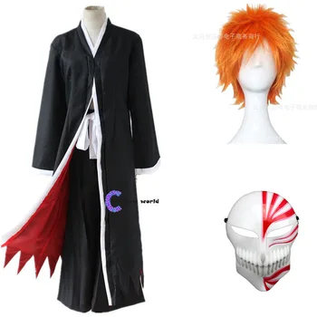 Anime Orientalsk Japansk Tradisjonell Kimono Samurai BLEKEMIDDEL Ichigo Kurosaki Cosplay Kostymer Kappe Kappe med Halm Sandaler